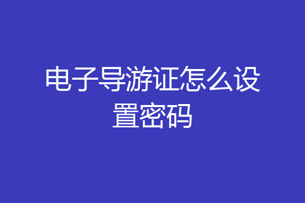 电子导游证怎么设置密码