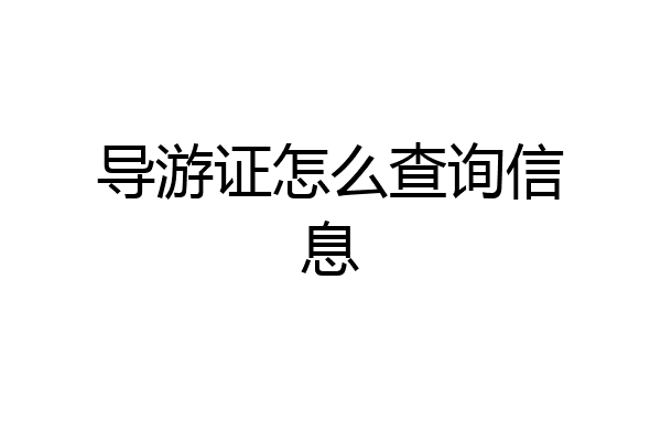 导游证怎么查询信息