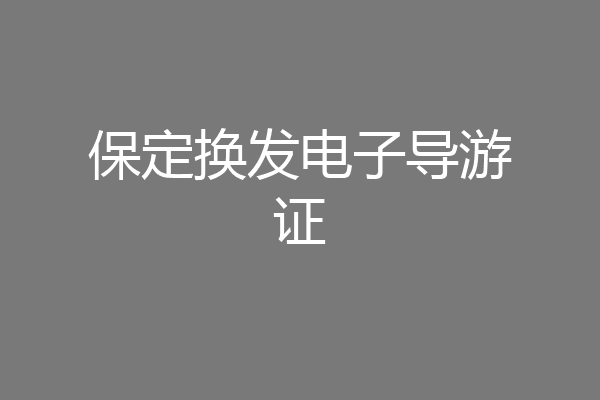 保定换发电子导游证