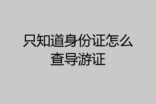 只知道身份证怎么查导游证