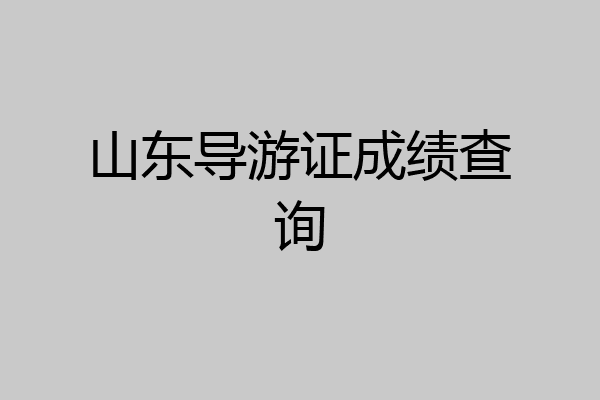 山东导游证成绩查询