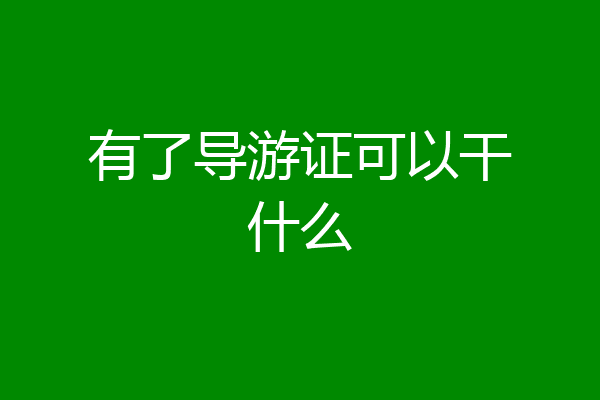 有了导游证可以干什么