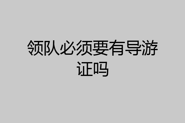 领队必须要有导游证吗