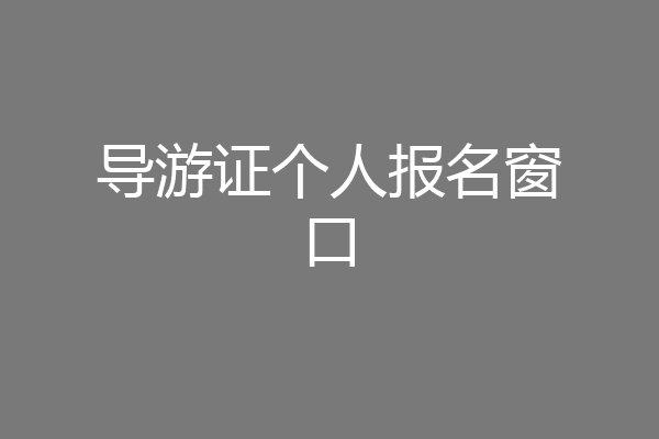 导游证个人报名窗口