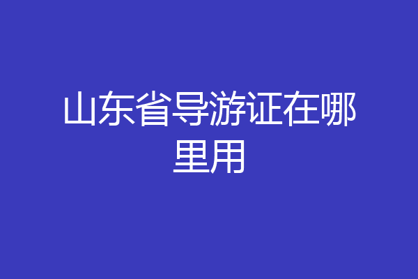 山东省导游证在哪里用