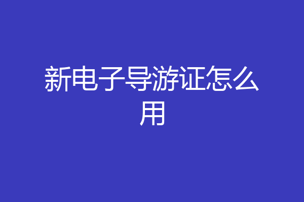 新电子导游证怎么用