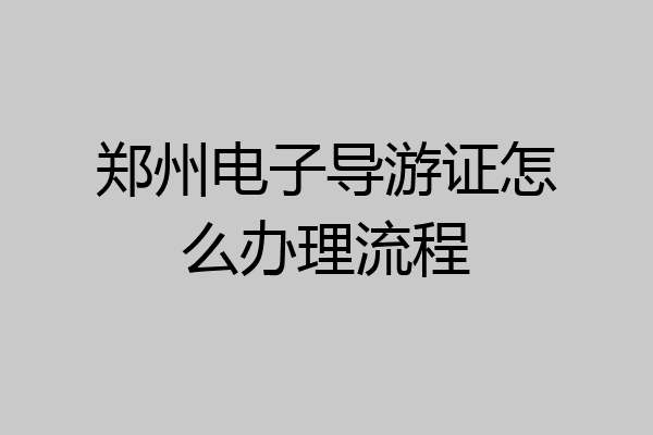 郑州电子导游证怎么办理流程