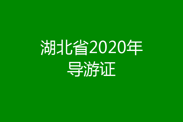 湖北省2020年导游证