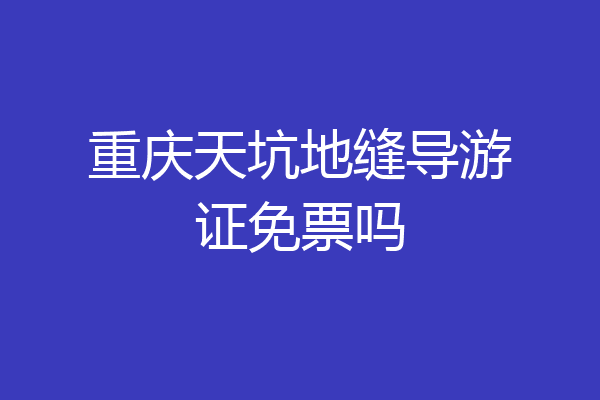 重庆天坑地缝导游证免票吗
