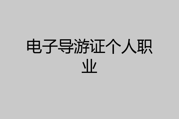 电子导游证个人职业
