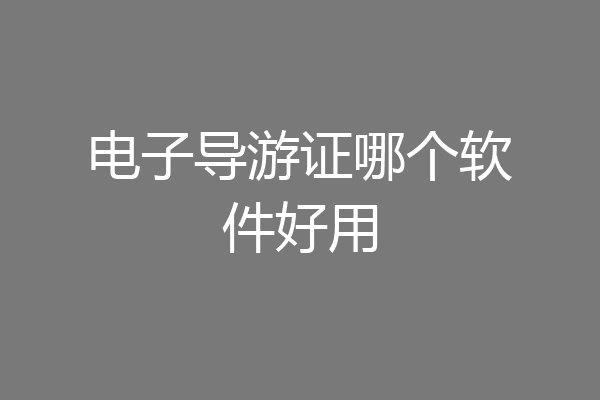 电子导游证哪个软件好用
