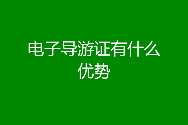 电子导游证有什么优势