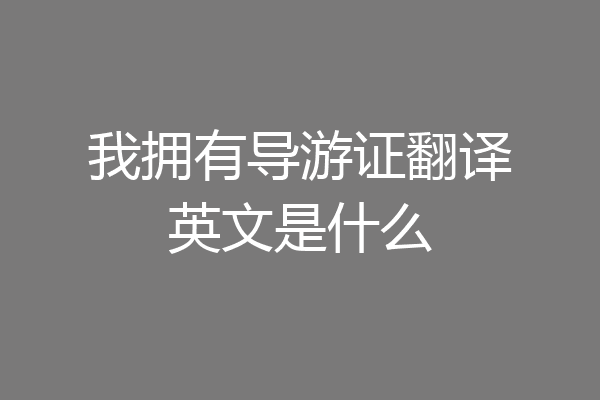 我拥有导游证翻译英文是什么