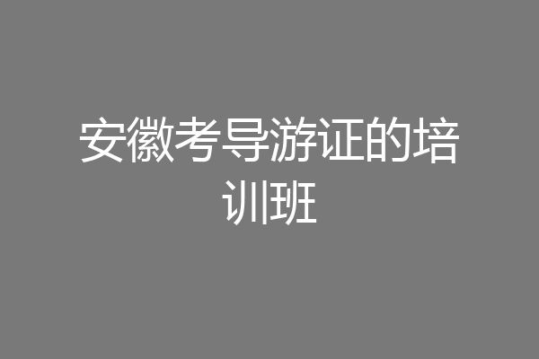 安徽考导游证的培训班