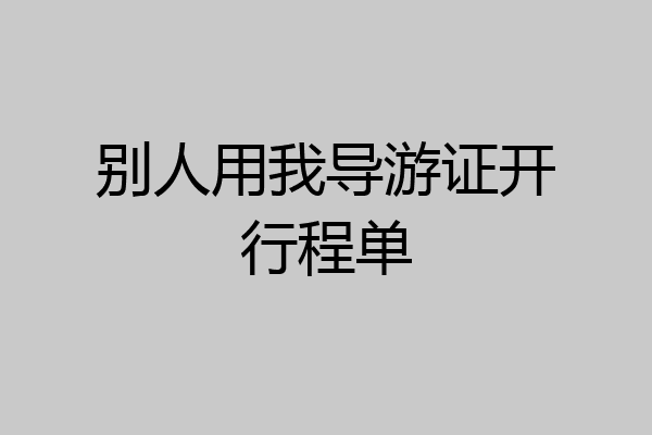别人用我导游证开行程单