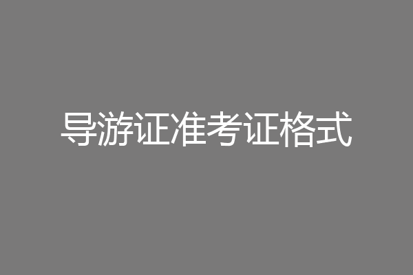 导游证准考证格式
