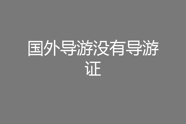 国外导游没有导游证