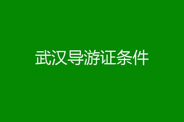 武汉导游证条件