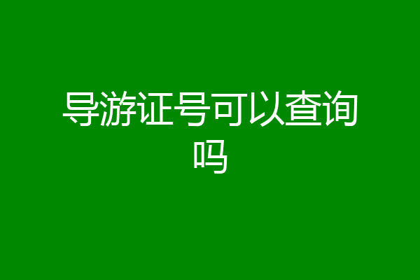 导游证号可以查询吗