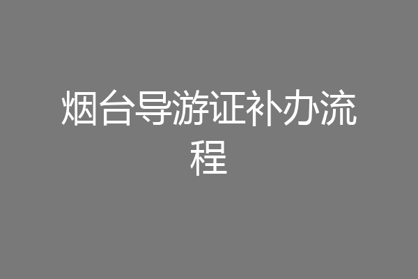 烟台导游证补办流程