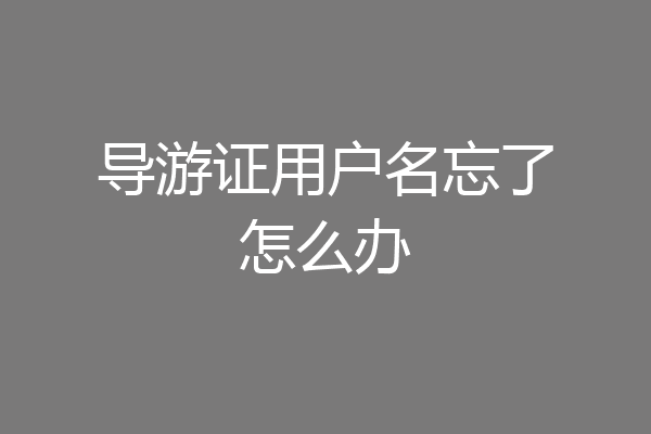导游证用户名忘了怎么办