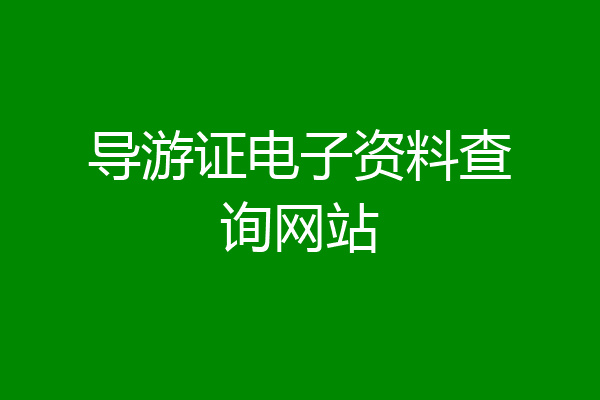 导游证电子资料查询网站