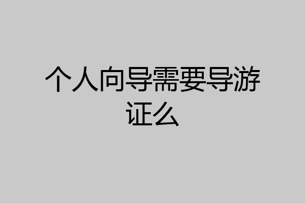 个人向导需要导游证么