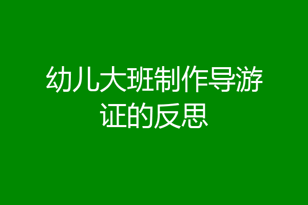 幼儿大班制作导游证的反思
