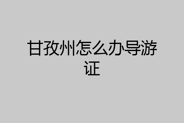 甘孜州怎么办导游证