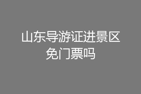 山东导游证进景区免门票吗