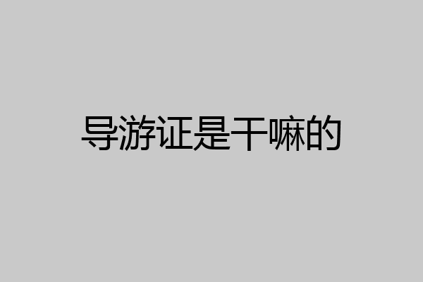 导游证是干嘛的