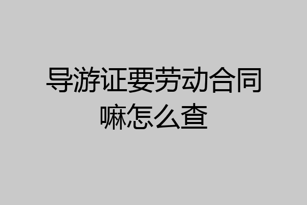 导游证要劳动合同嘛怎么查