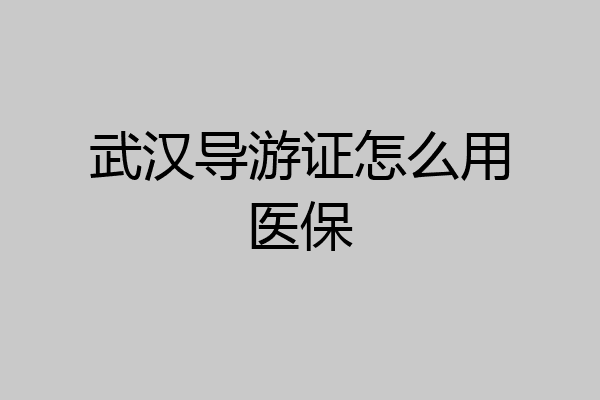 武汉导游证怎么用医保
