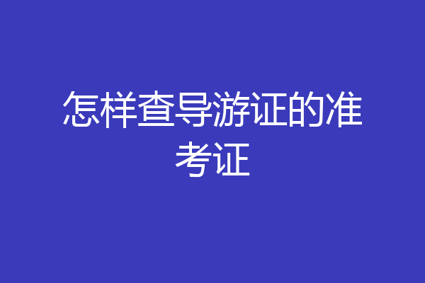 怎样查导游证的准考证