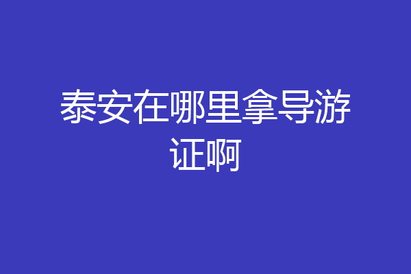 泰安在哪里拿导游证啊