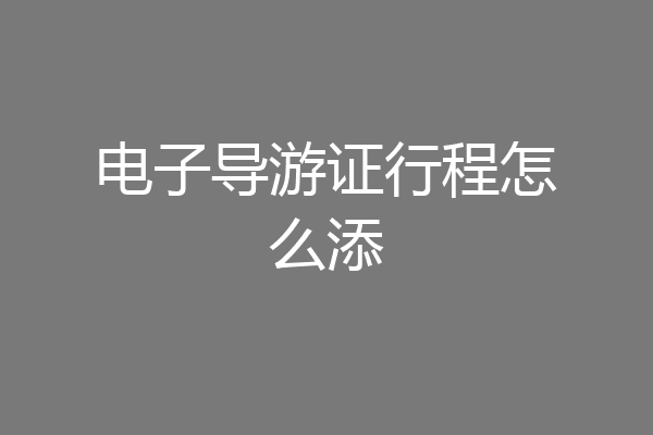电子导游证行程怎么添