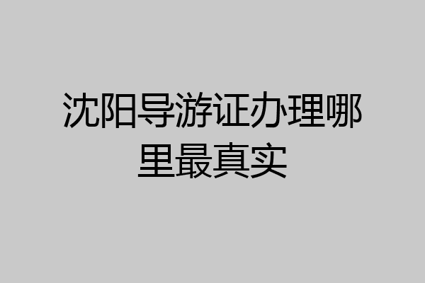 沈阳导游证办理哪里最真实