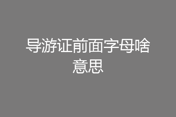 导游证前面字母啥意思