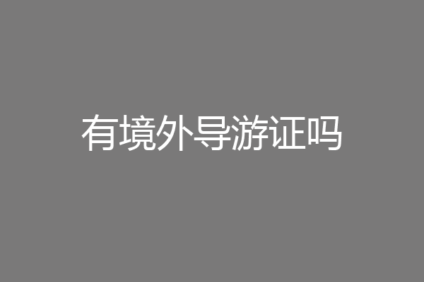 有境外导游证吗