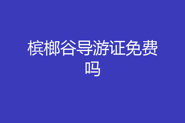 槟榔谷导游证免费吗