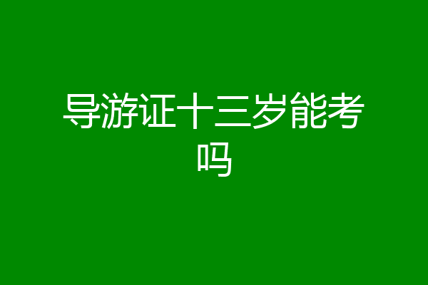 导游证十三岁能考吗