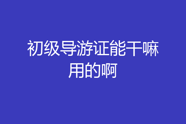 初级导游证能干嘛用的啊