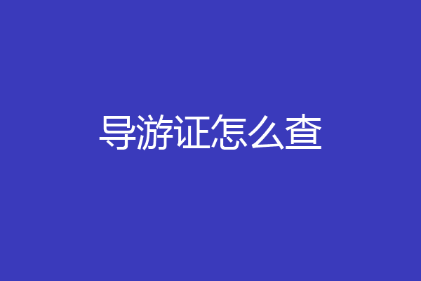 导游证怎么查