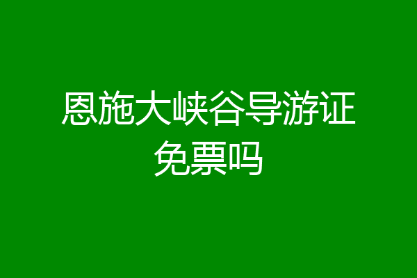 恩施大峡谷导游证免票吗