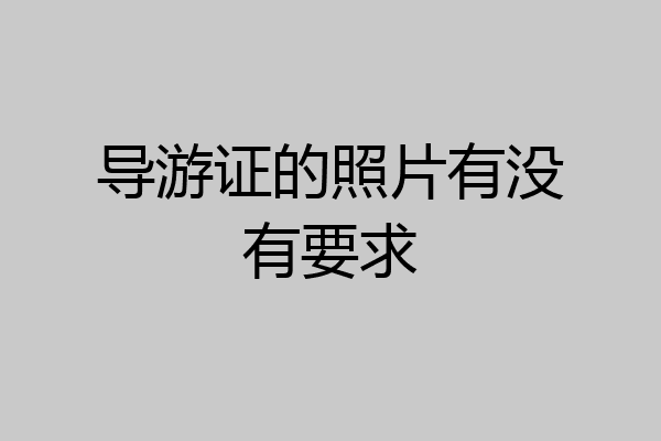 导游证的照片有没有要求