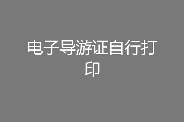 电子导游证自行打印