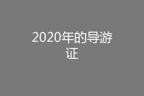 2020年的导游证