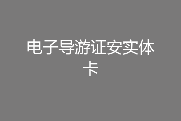 电子导游证安实体卡