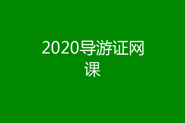 2020导游证网课