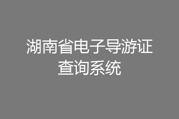 湖南省电子导游证查询系统